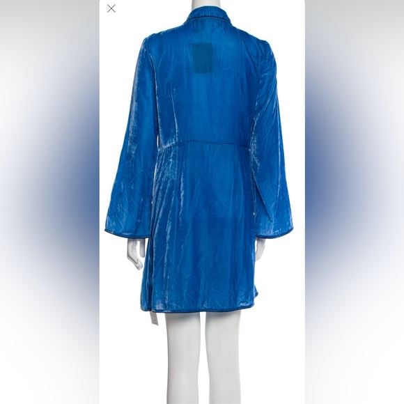 NWT RIXO London RARE Blue Iris silver gold sequin Embellished Velvet Wrap Dress - Picture 7 of 13